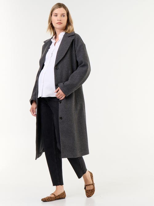 Manteau long faux lainage col tailleur - Kiabi