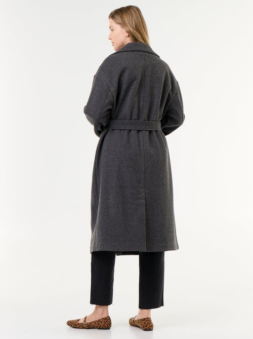 Manteau long faux lainage col tailleur - Kiabi