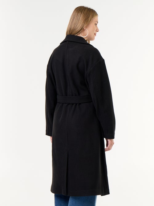 Manteau long faux lainage col tailleur - Kiabi