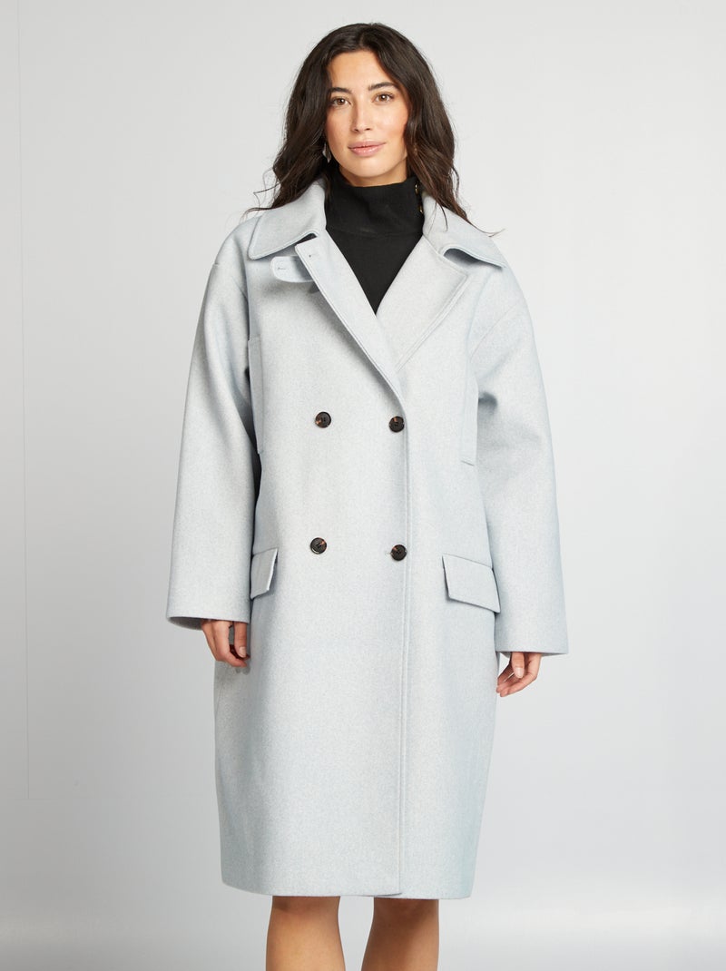 Manteau long forme oversize Gris - Kiabi