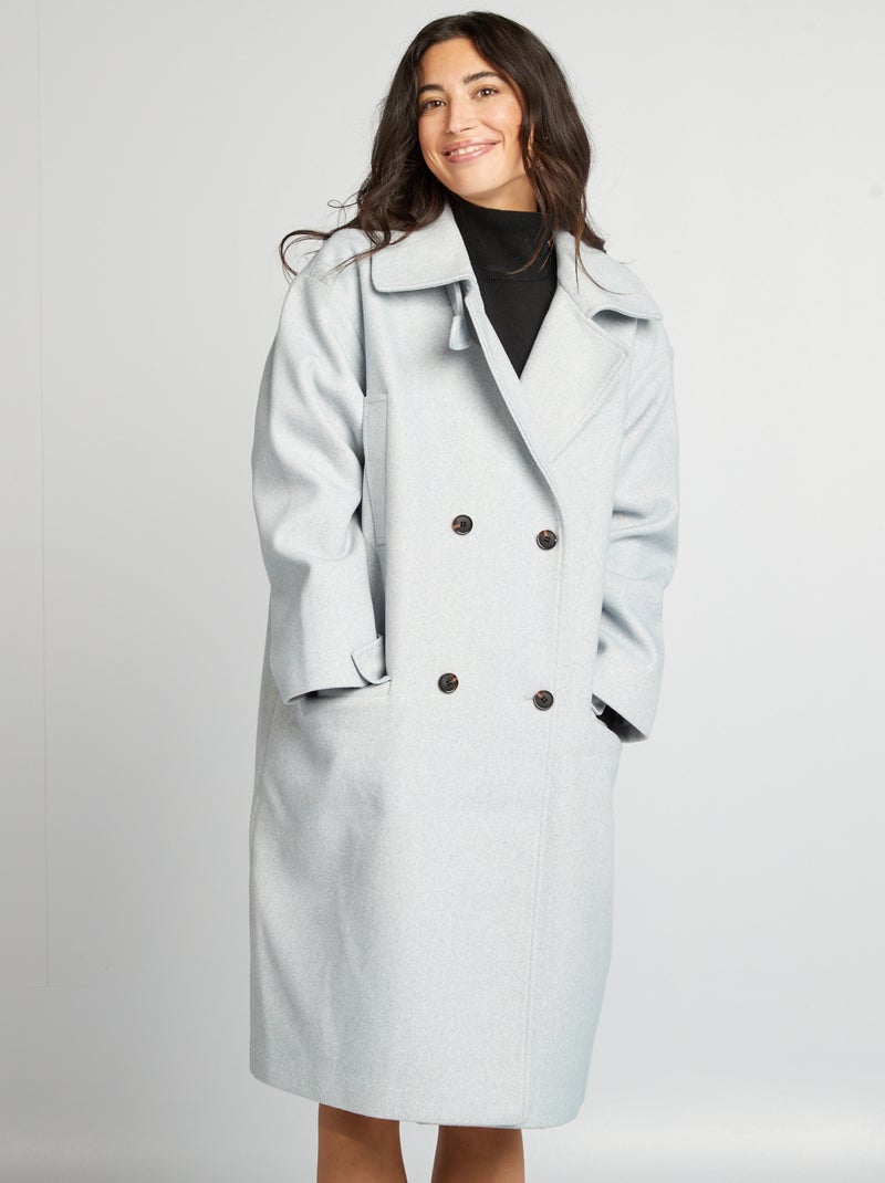 Manteau long forme oversize Gris - Kiabi