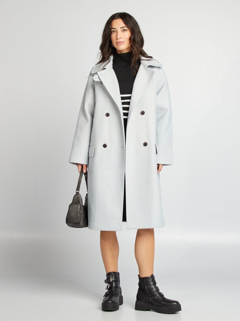 Manteau long forme oversize Gris - Kiabi