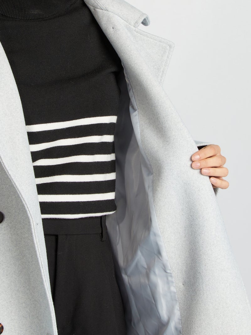 Manteau long forme oversize Gris - Kiabi