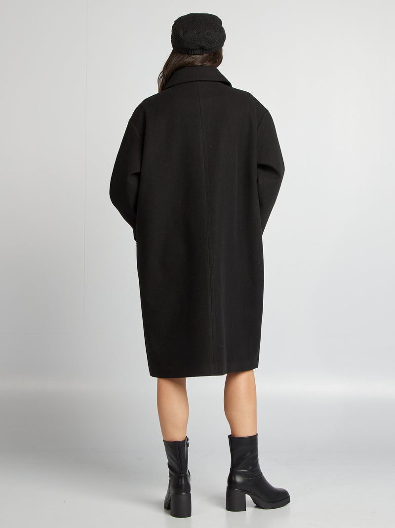 Manteau long forme oversize noir - Kiabi