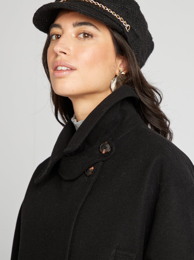 Manteau long forme oversize noir - Kiabi