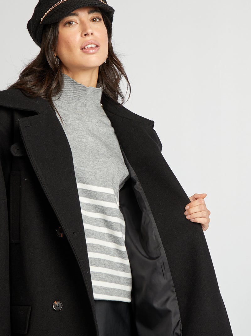 Manteau long forme oversize noir - Kiabi