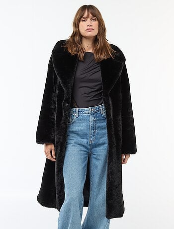 Manteau long imitation fourrure