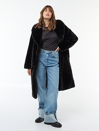 Manteau long imitation fourrure