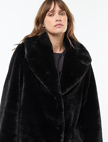 Manteau long imitation fourrure