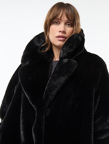 Manteau long imitation fourrure
