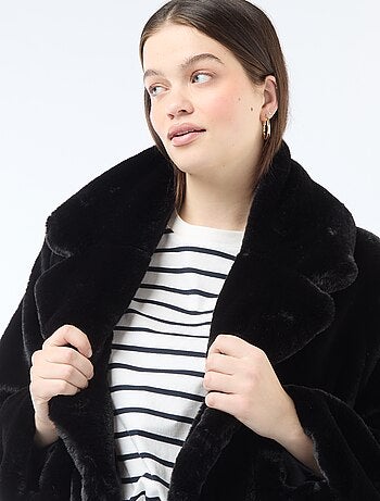 Manteau long imitation fourrure