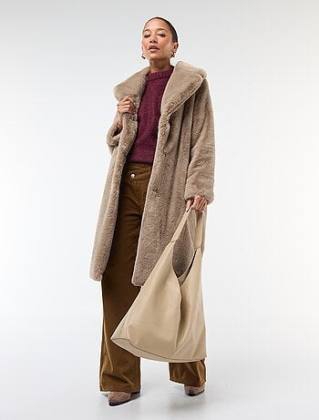 Manteau long imitation fourrure