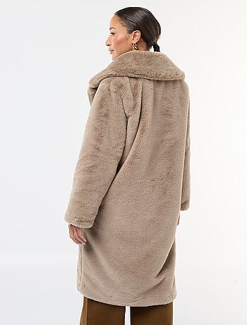 Manteau long imitation fourrure