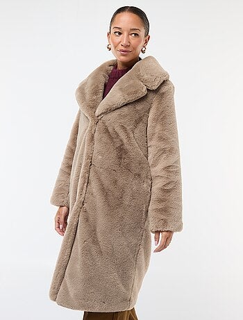 Manteau long imitation fourrure