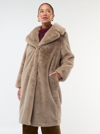 Manteau long imitation fourrure