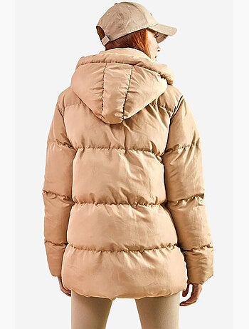 Manteau long matelassé avec capuche à cordon de serrage lucci