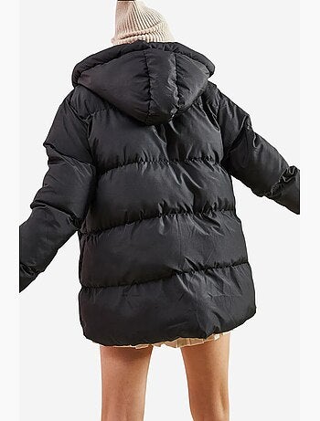 Manteau long matelassé avec capuche à cordon de serrage lucci