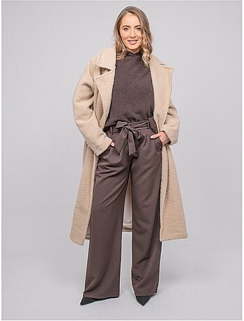 Manteau long oversize maille bouclée uven