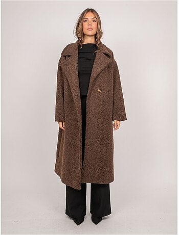 Manteau long oversize maille bouclée uven