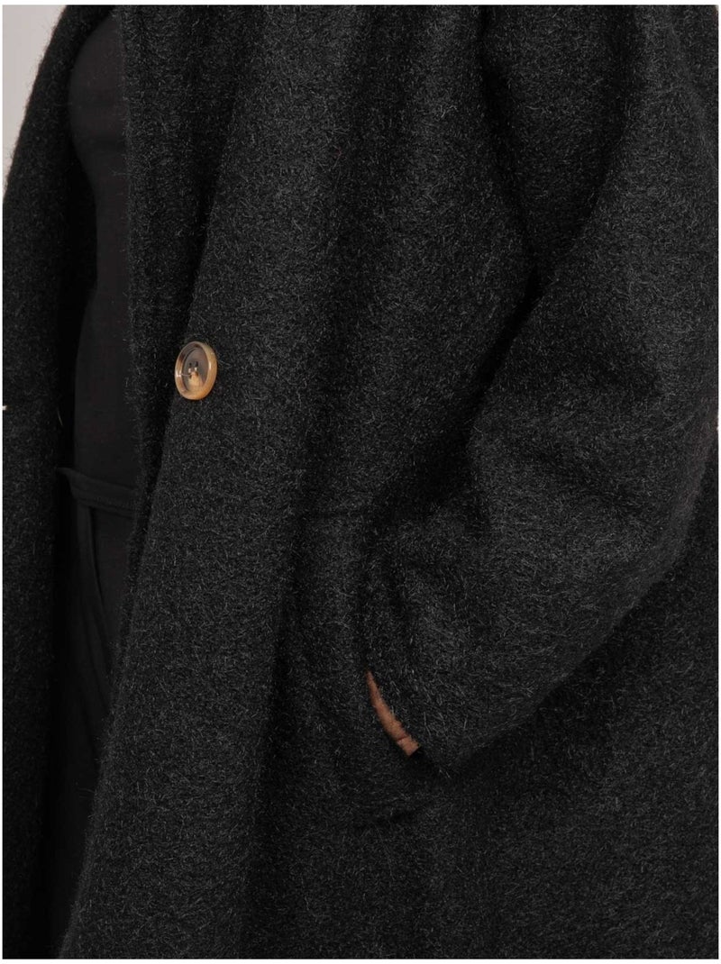 Manteau long oversize maille bouclée uven Noir - Kiabi