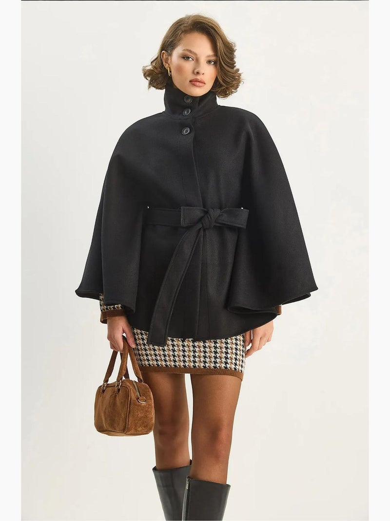 Manteau long texturé à boutons lucci Noir - Kiabi