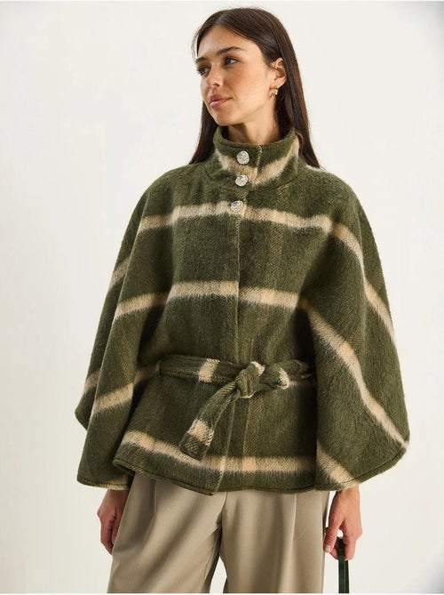 Manteau long texturé à col veste lucci - Kiabi