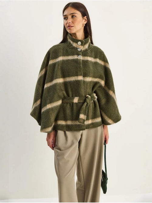 Manteau long texturé à col veste lucci - Kiabi