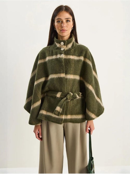 Manteau long texturé à col veste lucci - Kiabi