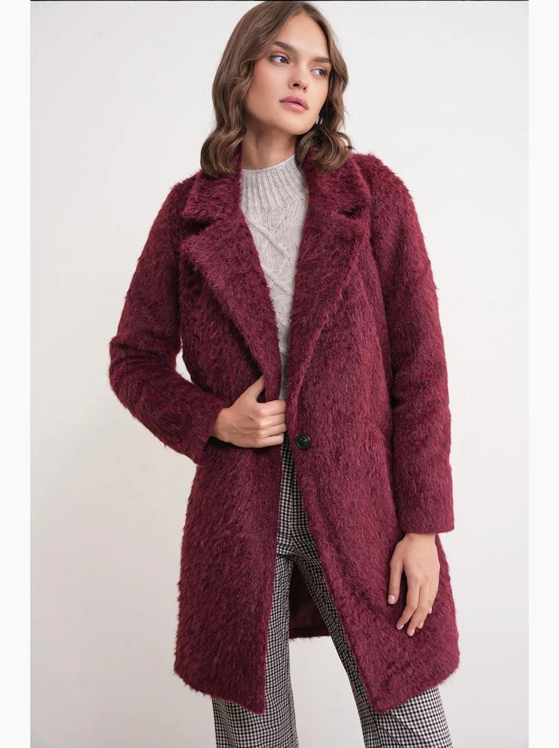 Manteau long texturé avec col de veste mixray Rouge bordeaux - Kiabi
