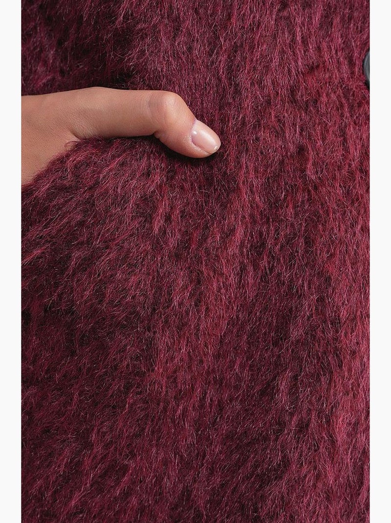 Manteau long texturé avec col de veste mixray Rouge bordeaux - Kiabi