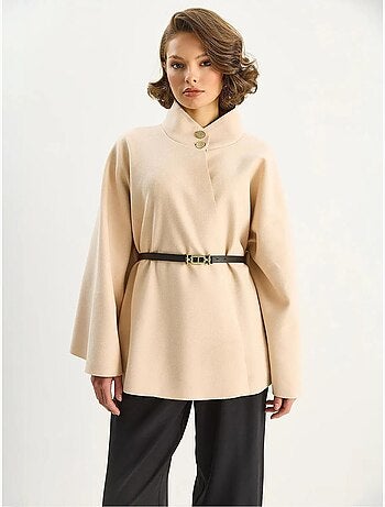 Manteau long texturé avec fermeture à boutons lucci
