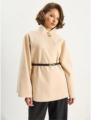 Manteau long texturé avec fermeture à boutons lucci