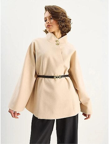 Manteau long texturé avec fermeture à boutons lucci