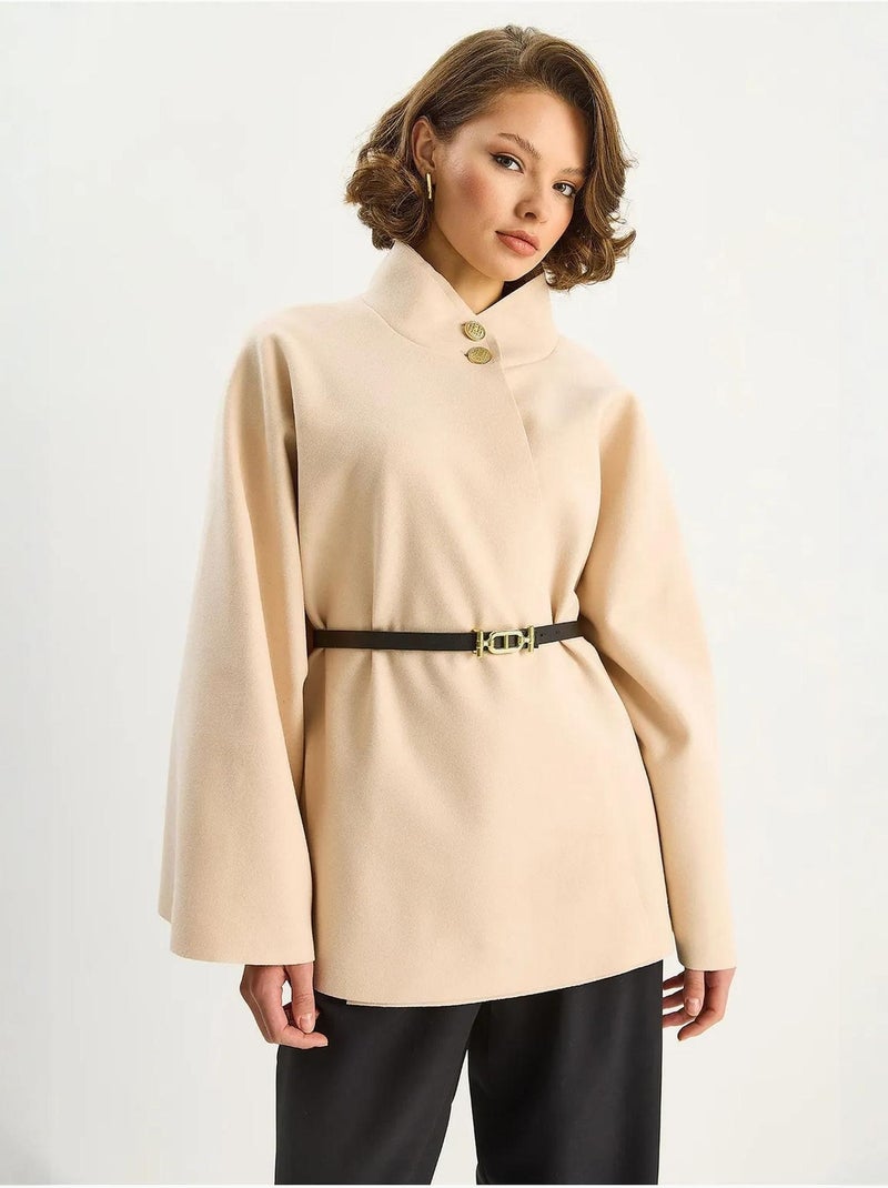 Manteau long texturé avec fermeture à boutons lucci Beige argile - Kiabi