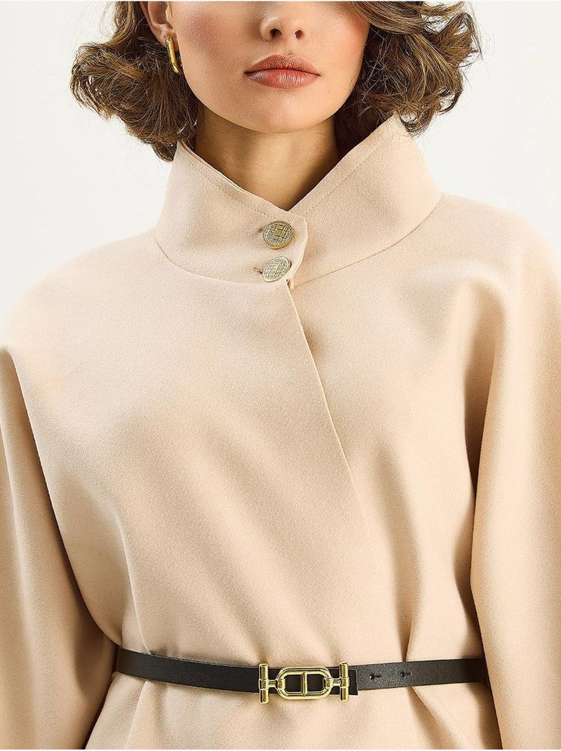 Manteau long texturé avec fermeture à boutons lucci Beige argile - Kiabi