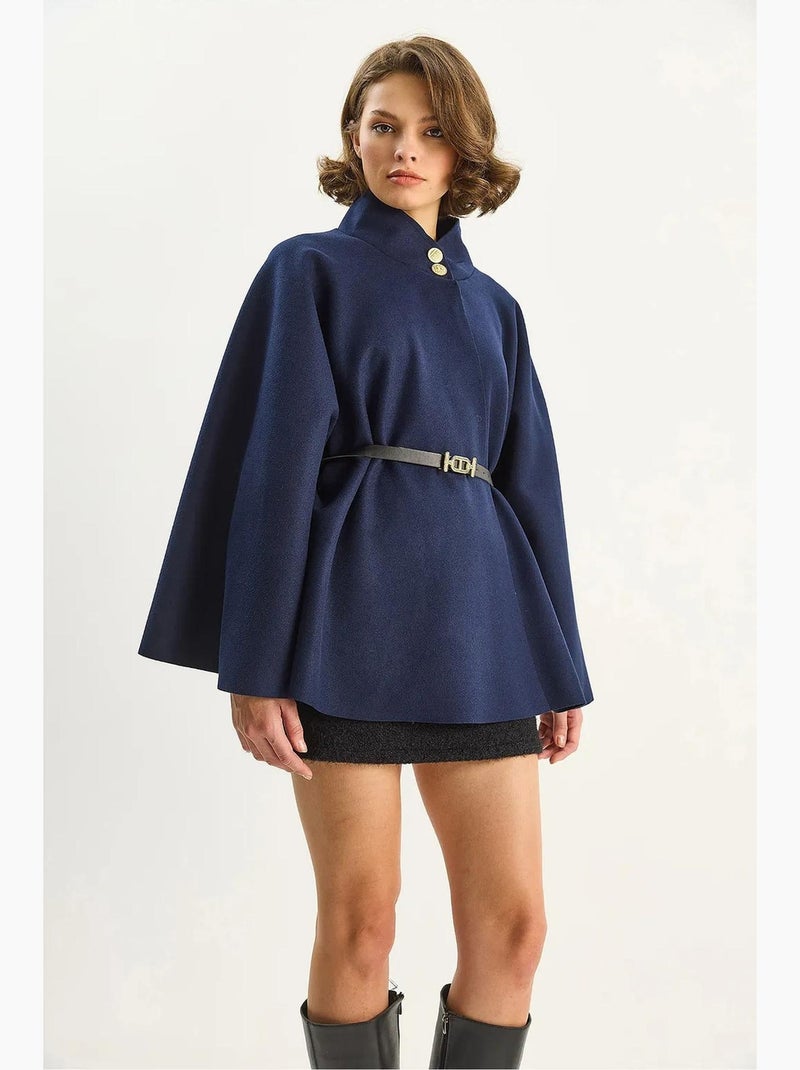 Manteau long texturé avec fermeture à boutons lucci Bleu marine - Kiabi