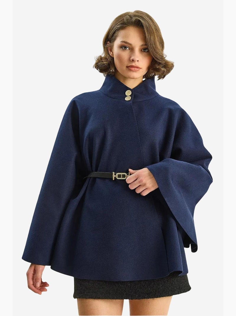 Manteau long texturé avec fermeture à boutons lucci Bleu marine - Kiabi