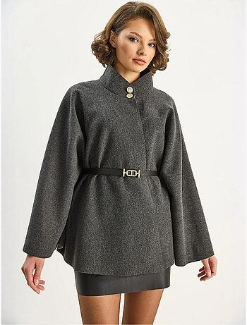Manteau long texturé avec fermeture à boutons lucci