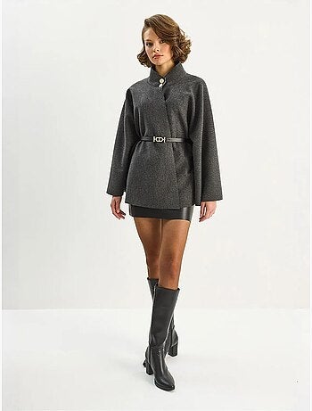 Manteau long texturé avec fermeture à boutons lucci