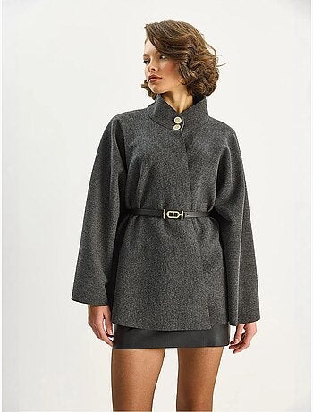 Manteau long texturé avec fermeture à boutons lucci