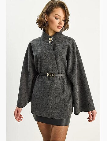 Manteau long texturé avec fermeture à boutons lucci