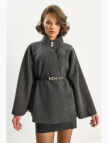 Manteau long texturé avec fermeture à boutons lucci