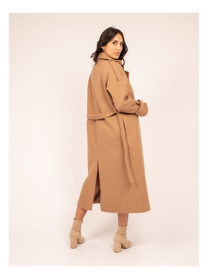 Manteau long UDOLY Marron caramel - Kiabi