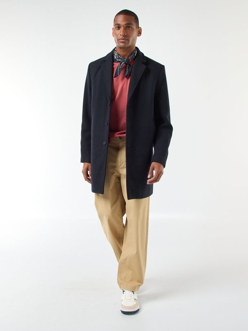 Manteau long uni Bleu - Kiabi