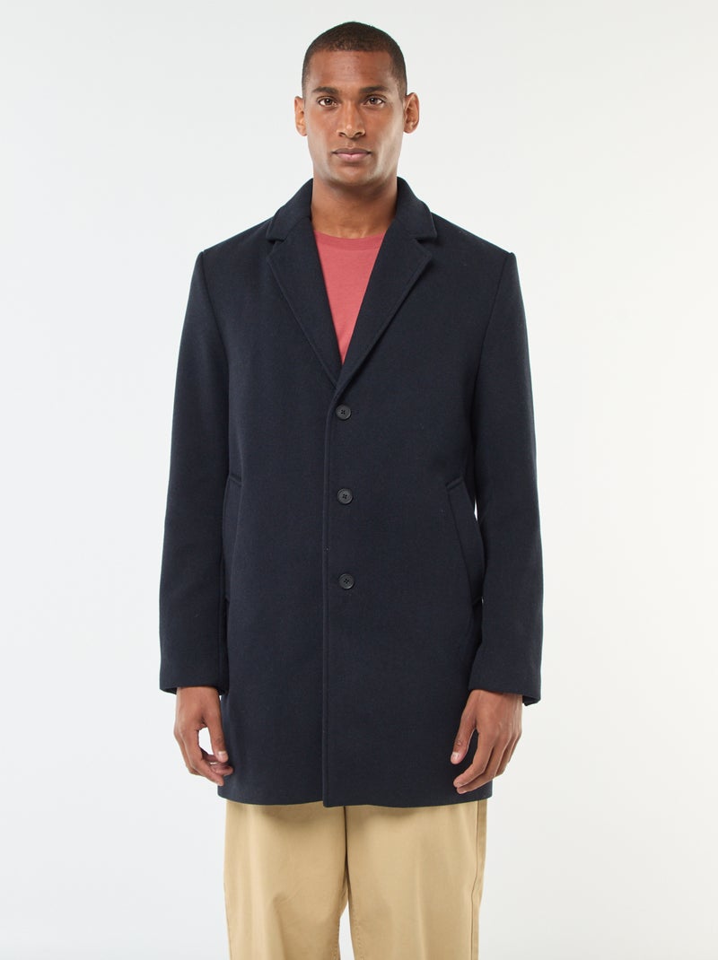 Manteau long uni Bleu - Kiabi