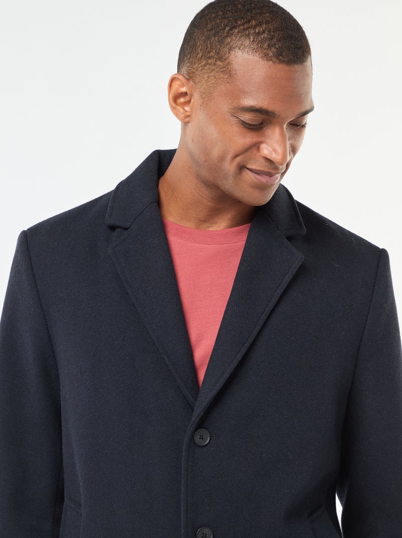 Manteau long uni Bleu - Kiabi