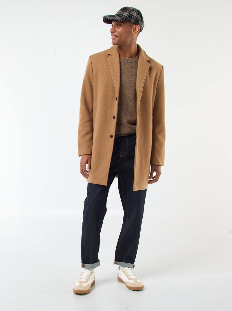 Manteau long uni Marron - Kiabi