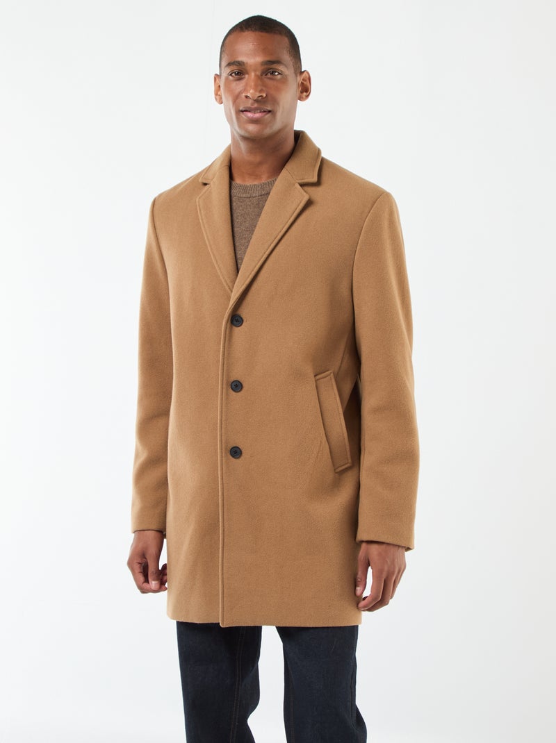 Manteau long uni Marron - Kiabi