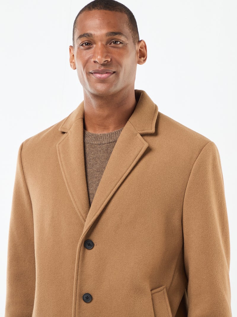 Manteau long uni Marron - Kiabi