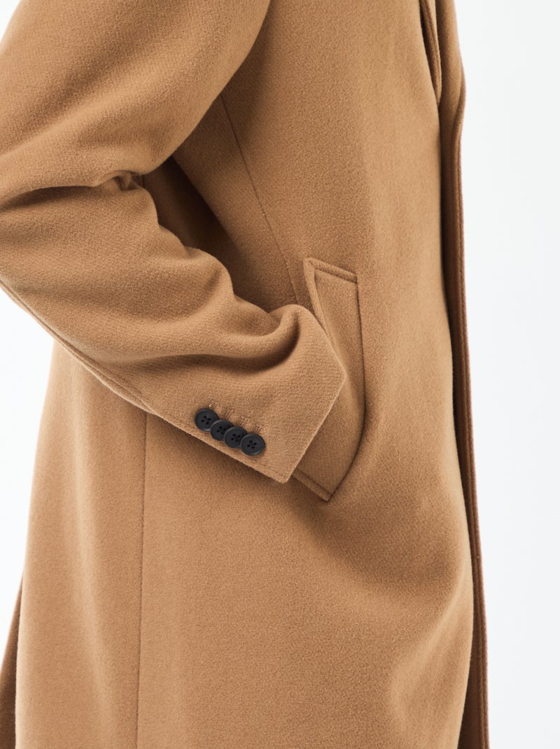 Manteau long uni Marron - Kiabi